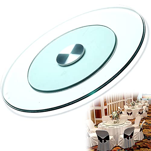 LIMEIDM Lazy Susan Servierteller Gehärtetes Glas Drehteller, Runder Tische Drehplatte, Rotierende Servierteller, 50/60/70/80/90/100/110/120 cm 360º Drehbar Servierplatte,60cm(24in) Cover