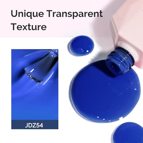Image of MelodySusie Blue Gel Nail Polish, 0.5Fl.oz Jeweliver Jelly Royal blue Gel Polish Translucent Dark Blue Deep Sheer Color Soak Off U V LED Gel Polish Nail Art Design Manicure Salon DIY At Home JDZ54