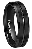 CROWNAL 10mm 8mm 6mm Tungsten Wedding Band Ring Engraved I Love You Men Women Polished Groove Matte Finish Beveled Edges Size 5 to 17
