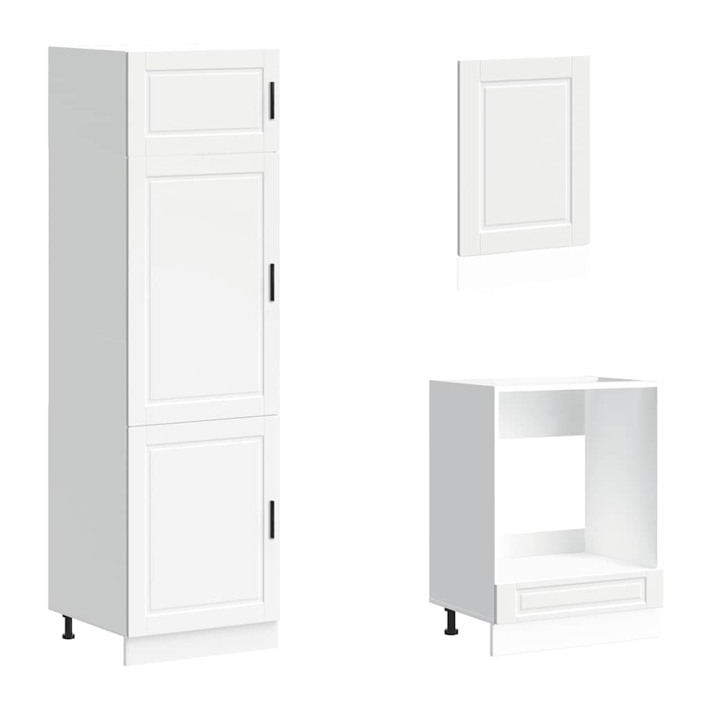 Kalmar - Set di 7 mobili da cucina in legno bianco, mobiletto da bar, mobiletto da cucina, multiuso, per soggiorno, cucina, bagno, sala da pranzo