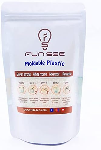 FUN SEE White Moldable Plastic Clay| Thermoplastic Beads| Modeling Compound for DIY Crafts, Sculpting, Cosplay Accessories | Repair | Good Creating Teaching Kits for Adults or Kids