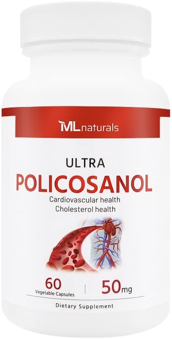 Miniatura 1 de ML Naturals Policosanol 50 mg, 60 cápsulas vegetales. Alta potencia y 99% de pureza. Apoya la salud del corazón. Sin OMG y sin gluten