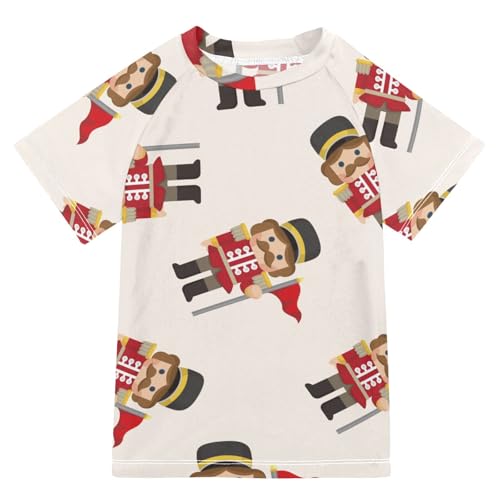 Aflyko Christmas Boys' Swim Shirt Nutcracker Robot Flag Rash Guard Beachwear Sun Protection Fishing Hiking Camping Surfing Swimming Toddler Infant Summer Daily T-Shirt, 4T Multicoloured