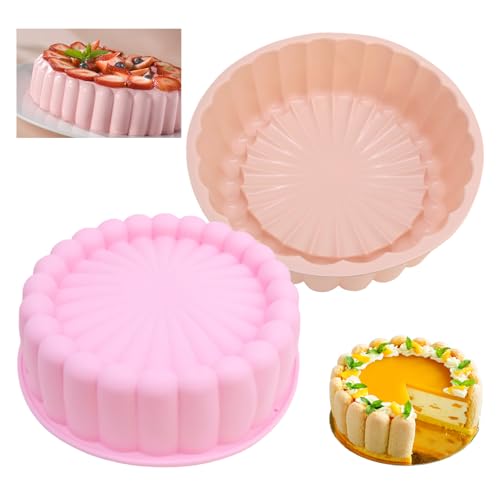 Plato Para Aperitivos Stanley Cup, 2 Pezzi Stampo Plumcake Silicone Rotondo, Tortiera per Pane in Cassetta, Teglia per Toast e Torta Pasticceria Fai Da Te (21×21×6,5cm)