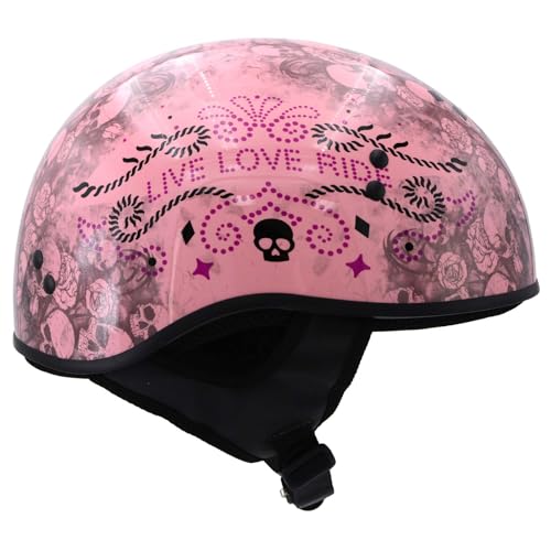 Hot Leathers Advanced DOT Half Helmet Skull Cap - Lightweight Composite Shell Beanie - Open Face Vent
