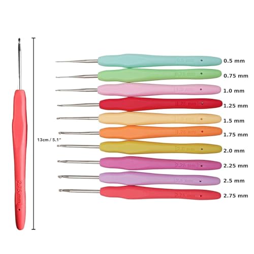 image for Yarniss 20 Sizes Crochet Hooks 0.5mm-10mm, Ergonomic Crochet Hooks Set