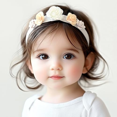 Baby Girl Headbands Flower Hair Bows Accessories-Elastic Hair Band Crown Handmade FLoral Wraps Birthday Gifts for Girls Newborn Infant Toddler 3Pcs4