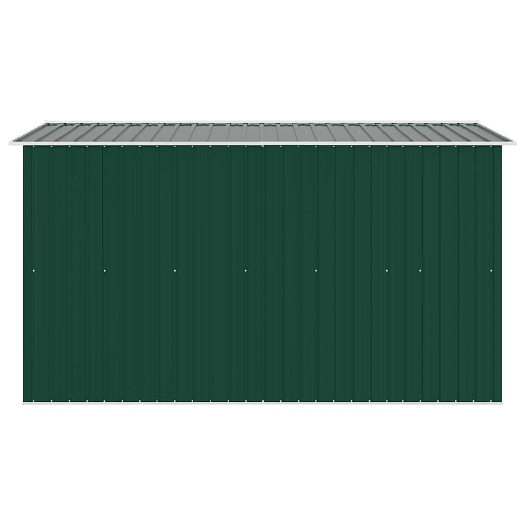 Gerätehaus Metall grün 257x298x178 cm verzinkter Stahl Gartenschuppen mit Lüftungsgittern, Schiebetüren, geräumig für Werkzeugaufbewahrung und Gartenlagerung im Außenbereich Terrasse