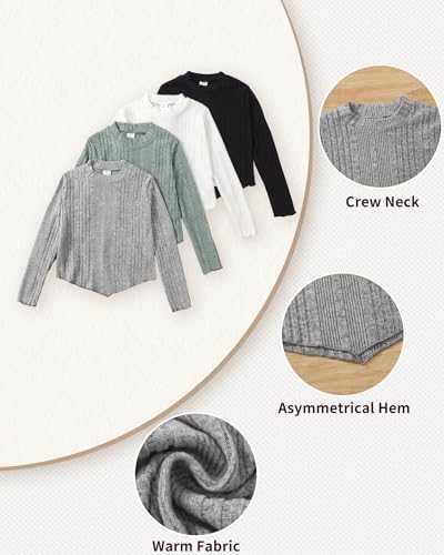 Image of Girls Long Sleeve T Shirts Pack Tween Kids Fall Winter Outfits Teen Clothes Girl Tee Tops