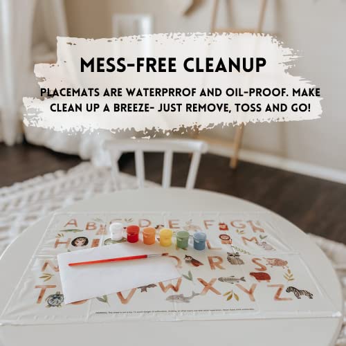 Disposable Placemats For Baby 60 Pack, 12"X18" Disposable Stick-On Placemats , Animal Alphabet Adhesive Placemats For Toddler, Baby Lead Weaning, Travel Baby Essentials #TOP4