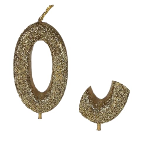 Image of Wanna Party Number 0 Glitter Gold Candle for Birthday Decoration Items /Cake Toppers /Cake Decorations