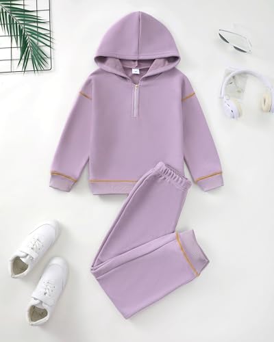 Girls Fall Winter Outfit Zipped Up Pocketed Hoodies Sweatpants Kid Jogger Set Activewear Tween Girl Trendy Clothes Size 11-124