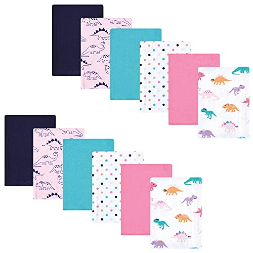 Image of Hudson Baby Unisex Baby Cotton Flannel Burp Cloths Bundle, Cuteasaurus, One Size