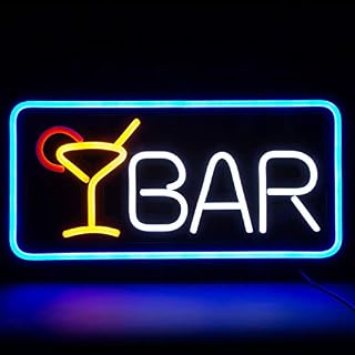 FITNATE NEON BAR SIGN,49x25CM Ultra Brighter OPEN Business Board,6Flashing Lighting Mode, Larger and Brighter (Red/Blue),Brightness Adjustable Business OPEN Sign