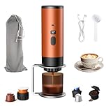 Portable Coffee Maker, Portable Espresso Maker for Travel, 18Bar Self Heating Espresso Coffee Machine USB Rechargeable, Compatible With NS Capsules & Ground Coffee for Car, Camping, Hiking, Office