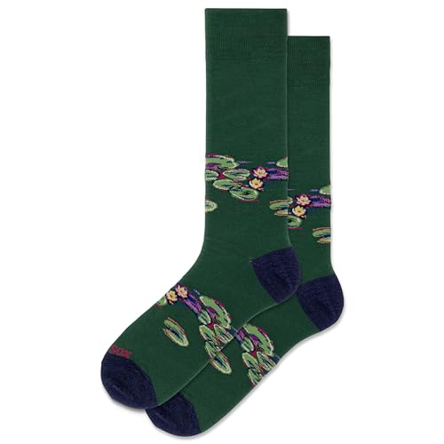Hot Sox Men's Nympheas Crew Socks 1 Pair, Olive, Men's Shoe 10-13 - Main Image