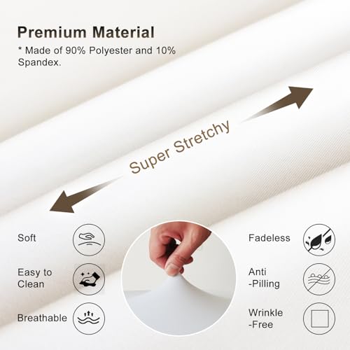 Image of 2-Piece Spa Bed Cover Professional Lash Bed Cover Stretchy Massage Table Cover Beauty Bed Protective Topper, Excellent for Lash Extension, Spa, Massage, Beauty Salon, Wax, Tattoo (White)