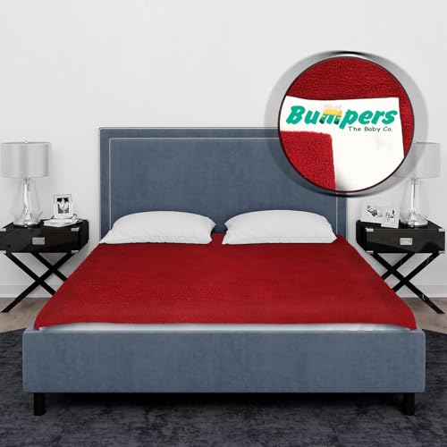 Image of Bumpers Waterproof Quick Dry Sheet for Baby|Bed Pad Extra Absorbent Washable Matress Protector|Baby Bed Protector Sheet for Toddler Children & Adult Double Bed, King Size (XXL, 260x200cm, Maroon)
