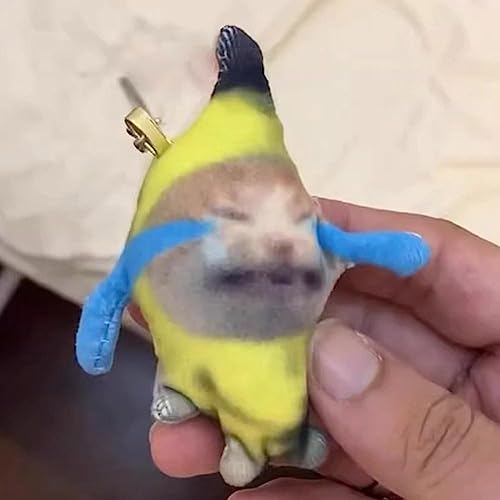 ROBAUN Funny Crying Sounds Banana Cat Keychain,Funny and Cute Banana Cat Keychain, Crying Sounds Making Keychain for Backpacks Handbags for Kids and Adults 11