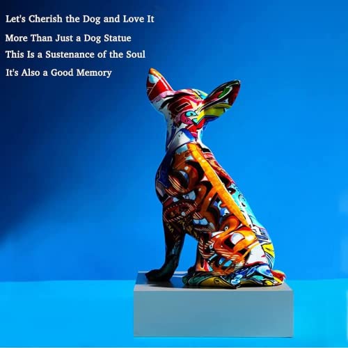 Chihuahua State Creative Graffiti Art Multicolor Dog Splash Color Doll Resin Statue Indoor Modern Home Decoration #TOP5