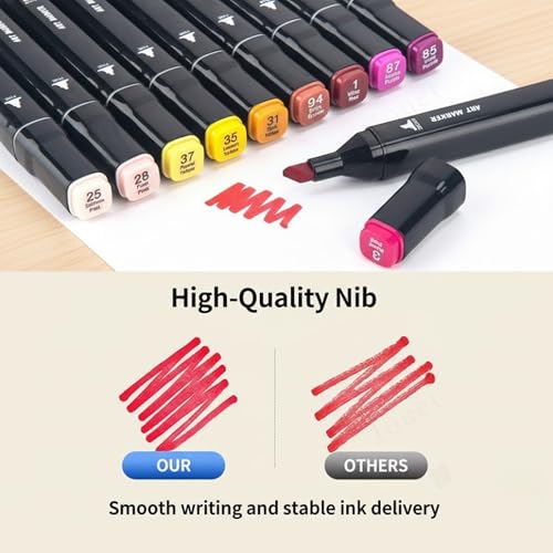 Image of JOUET Alcohol Markers Set of 60 Dual Tip Brush & Color Marker Pens for Drawing, Sketching, Calligraphy, and Colouring | Multicolor Dual Tip Sketch Pens for Artists, Kids & Adults