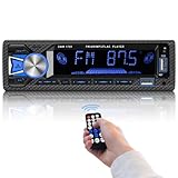 1 DIN Radio Coche Bluetooth Am FM Radio 1 DIN Reproductor de MP3 Coche Estéreo Llamadas Manos Libres / 4x60W / Reproducción y Carga USB/AUX in, Radio Coche 1 DIN Bluetooth Manos Libres/Music