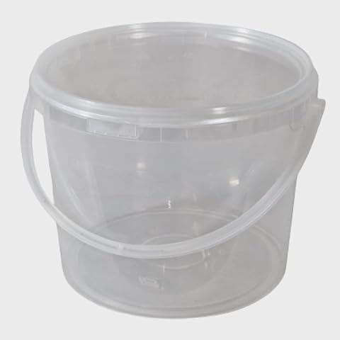DOBLIT Plastic MultiPurpose 5L 8L Bucket Storage Tub Container Clear w/ Lid Carry Handle Pet Food Sweets Toys Seeds (1) Cover