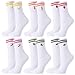 Utensilsto 6er Pack Tennissocken Sportsocken Damen 39-42 Weiße Socken mit Frucht Streifen Motiv Tennis Sport Socken Baumwollsocken Lustige Geschenke Für Damen Frauen Tennis Lauf Arbeit Sport weiße