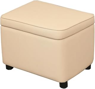  Square Storage Ottoman Footrest Stool with Cushion Ottoman Bench Footstool with Storage for Living Room Hallway Space Saver(Beige)
