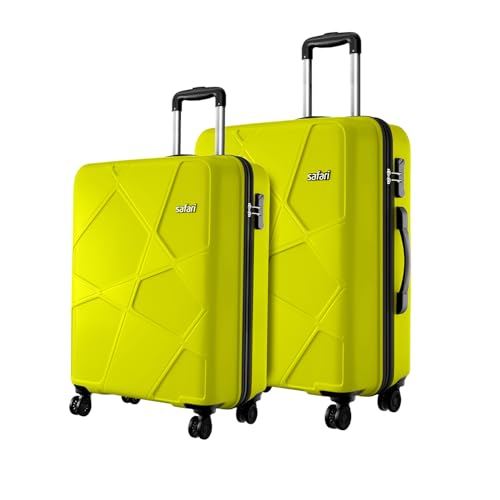 Image of Safari Cabin Polypropylene Spinner Pentagon Pro 8 Wheels Set of 2 (+ Medium) Trolley Bags, Hard Case, 360º Wheeling Luggage for Men & Women, Suitcase for Travel, Green Lime, 65 Cm, 55 Cm