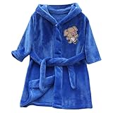 Kinder Langarm Waschlappen Cartoon Mit Mit Taschen Warme Robe Pyjamas Homewear Bademantel (Blue, 5-6...
