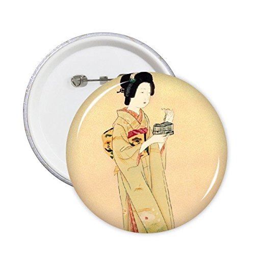 Badge rond Ukiyo-e japonais style kimono en lot de 5 broches XL pour customiser les vêtements