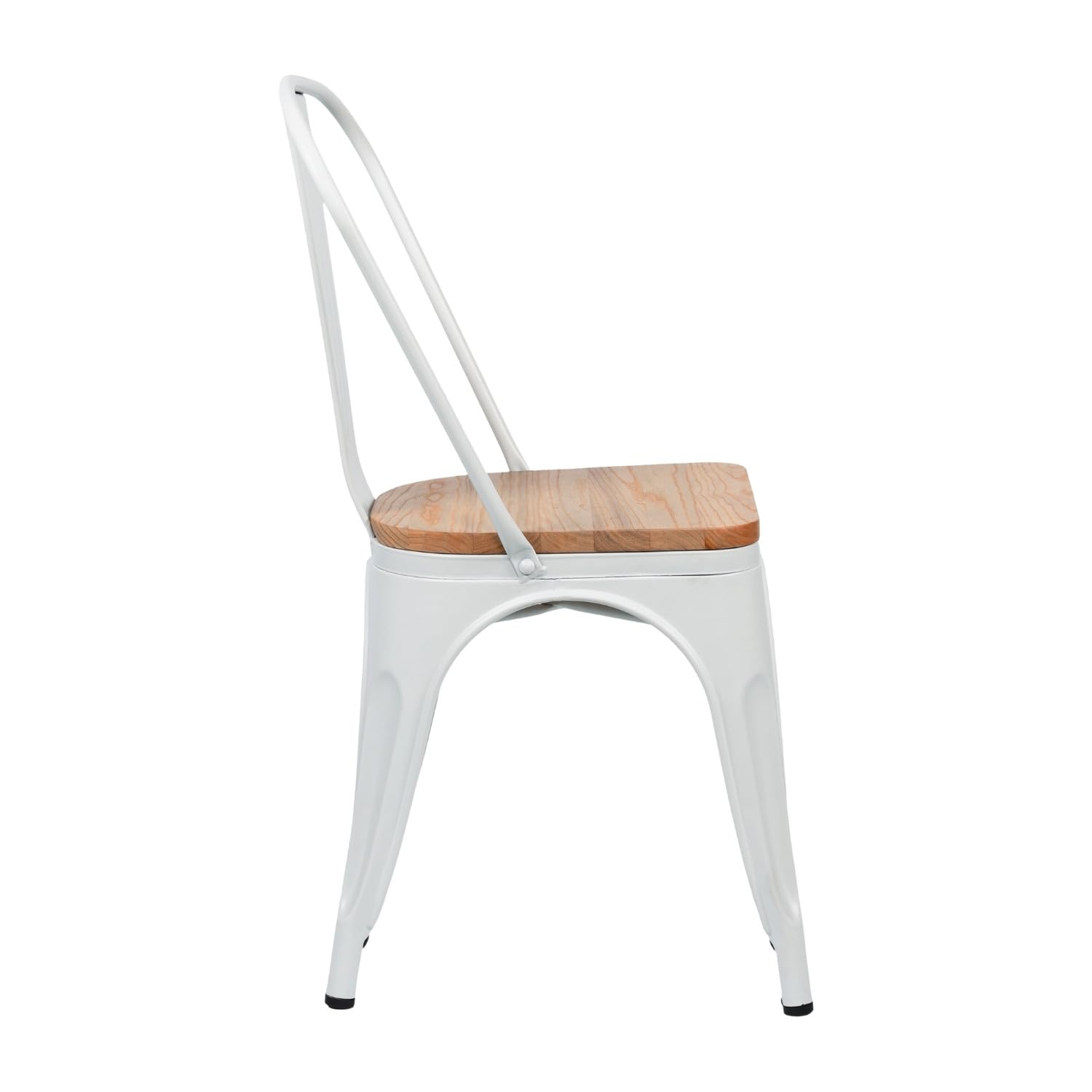 THINIA HOME Pack 4 Sillas Apilables Industriales de Acero y Madera 45x45x85cm