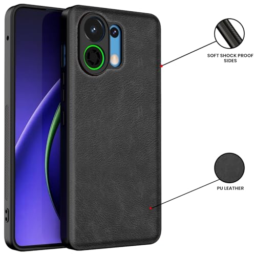 Image of Kapa Tux Leather Back Cover for Oppo K13 Turbo / K13 Turbo Pro | Slim Shockproof Camera Protection Bumper Case (Black)