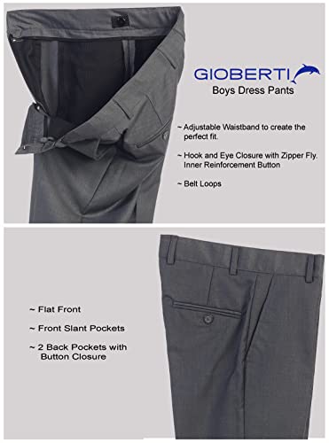 image for Gioberti Boys Flat Front Dress Pants, Charcoal, 8