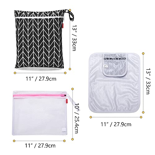 Damero Breast Pump Parts Bag, Wet Dry Breast Pump Parts Bag, Pumping Bag with Waterproof Mat and Mesh Bag, Black Arrow