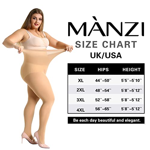 Manzi 26109 Women'S 2 Pairs Plus Size Control Top Ultra-Soft Casual Tights Xxxxl thumb #6