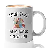 Bubble Hugs Cat Lovers Mug - Good time we're having a great time - Cute Kitten Dad Mom Cats Persian Maine Coot Bengal Witty Funny Cat Club Quote 11oz White