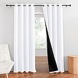 RYB HOME White Blackout Curtains 95 inch Long, 100% Black Out Curtains & Drapes for Living Room, W52 x L95, 2 Panels