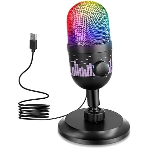 Vehoukli Gaming Microphone with Mute and RGB Cover