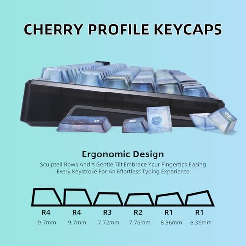 YOUSUOMASTER Clear Themed Keycaps, 136 Keys Shine Through Keycaps, PC Transparent Key Cap, Cherry Profile Custom Key Caps for Mx Switches Mechanical Gaming Keyboards (Starry Night Theme) by YOUSUOMASTER - Image 5