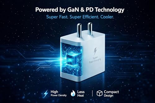 Image of 45W GaN-PD Charger| Compatible with Samsung Galaxy S20 to S25 Ultra Series,Vivo Flash Charge,Nothing and Google Rapidly Charge, Type-C Laptop & More with C to C Cable| BIS Certified|