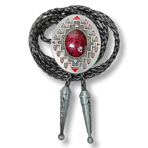 Image of Turquoise Agate Granite BOLO Tie for Men Women Leather Wedding Necklace Western Cowboy Necktie
