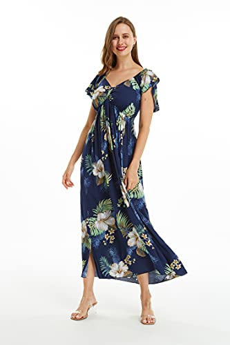 Image of Matchable Family Hawaiian Luau Men Women Girl Boy Clothes in Pineapple Garden Navy