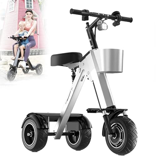 Patinete De 3 Ruedas para Adultos, Autonomía De 30-50 Km, Motor De 450 W, Triciclo Eléctrico,Scooter De 3 Ruedas,Viene con Batería,Cargador Y Cesta De Almacenami(For 2 People)