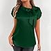 Women's Bow Tie Mock Neck Cap Sleeve Satin Shirts Blouses Office Ladies Elegant Dressy Business Casual Work Tank Tops Blackish Green