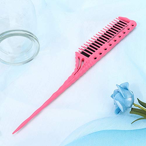 FILFEEL Hair Comb - 3 Rows of Teeth, Anti-Static, Textured Handle, Pointed Tail, Teasing & Styling, Pink, ABS, Comb for Hair Salon Use - Image 4