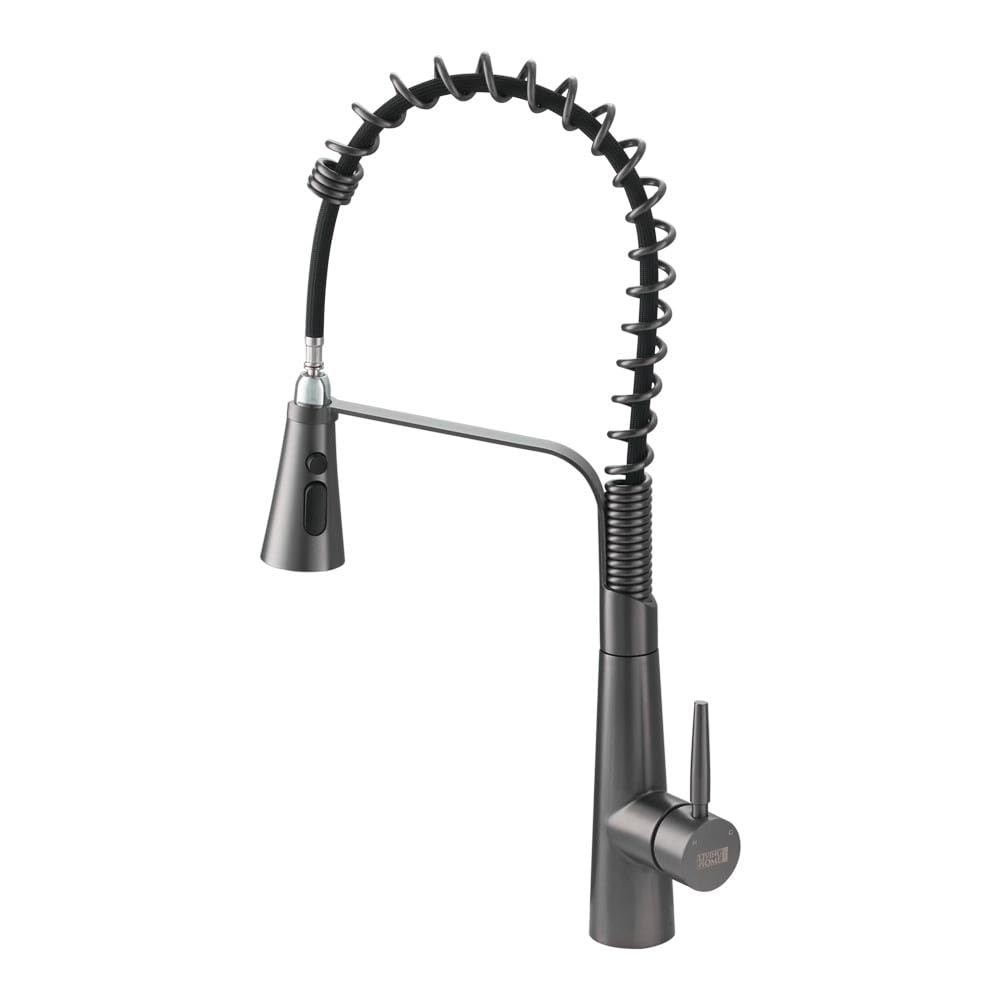 INMOZATA Kitchen Mixer Tap Gunmetal, 304 Stainless Steel Full Pull Out Spray Tap with 3 Function Sprayer and G1/2 80Cm Inlet Hoses