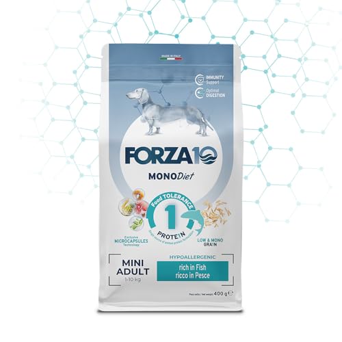 Forza 10 MONODiet Crocchette Ipoallergeniche per Cani Adulti Mini, Ricco di Pesce, Monoproteico, 1 confezione da 1,5 kg