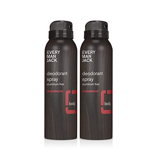 Every Man Jack Mens Cedarwood Deodorant Dry Spray - Stay Fresh Safely with Aluminum Free Mens Deodorant - Odor Crushing, Long Lasting, Plant-Based, and No Harmful Chemicals - 3.5 oz Twin Pack